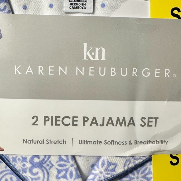 New Karen Neuburger Women's 2-Piece Natural Stretch Pajama Set Size S Blue Soft - Picture 3 of 11